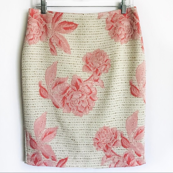 Ann Taylor Dresses & Skirts - ANN TAYLOR Coral Essence Pink Floral Textured Skirt